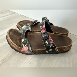 Birkenstock Women's Sydney Sandals Flower Dark  Summer Beach Size 39
